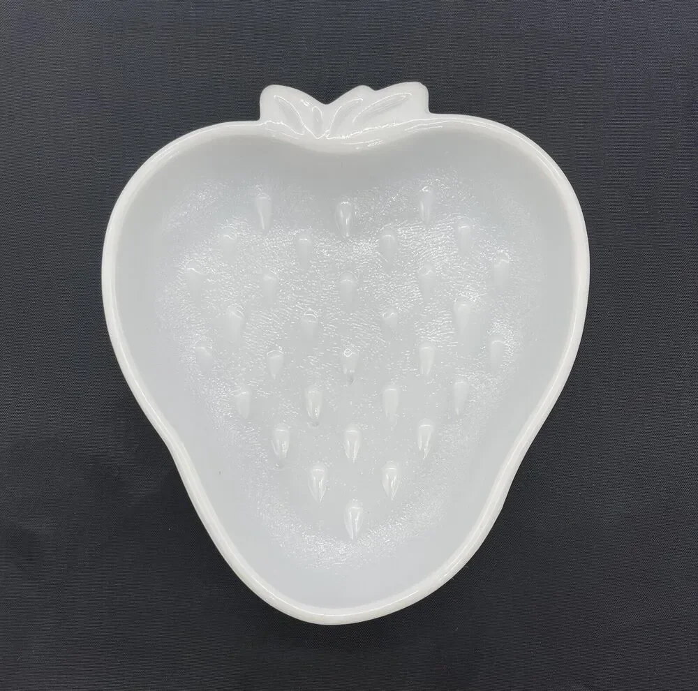 Milk Glass Strawberry Shaped Candy/Trinket Dish 1950's Hazel Atlas